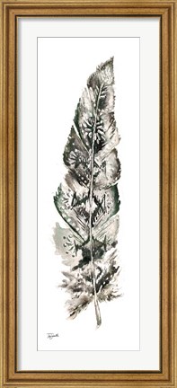Framed Tribal Feather Neutral Panel I Print