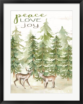 Framed Peace Love Joy Deer Print