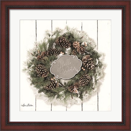 Framed Hello Winter Wreath Print