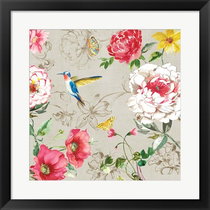 Framed Hummingbird Botanical II Print