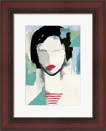 Framed Girl with Red Stripes I Print