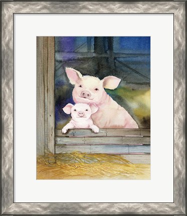Framed Farm Family Pigs Print