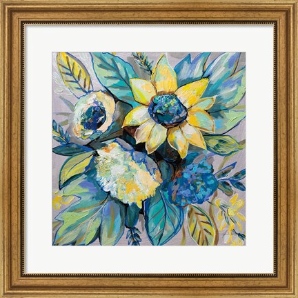 Framed Sage and Sunflowers I Print