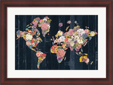 Framed Botanical Floral Map Print