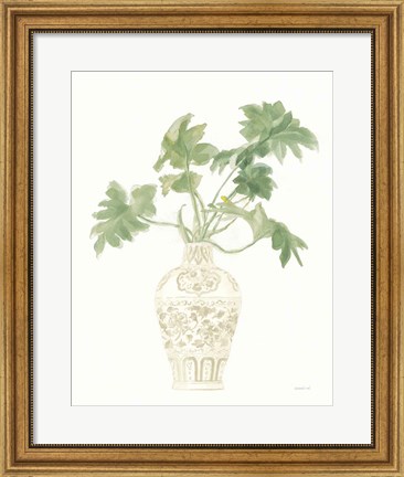 Framed Palm Chinoiserie III Sage Print