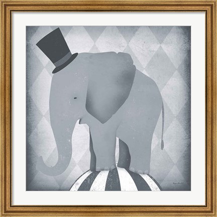 Framed Circus Elephant Gray Print