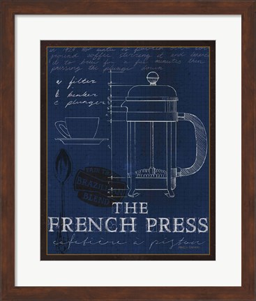 Framed Coffee Blueprint I Indigo Print