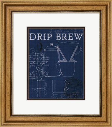 Framed Coffee Blueprint III Indigo Print