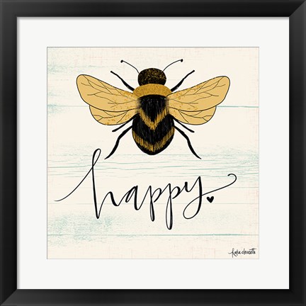 Framed Bee Happy Print