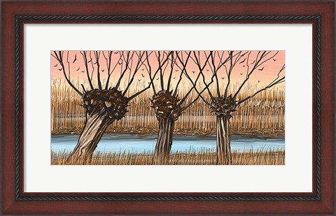 Framed Trees and Reeds Print