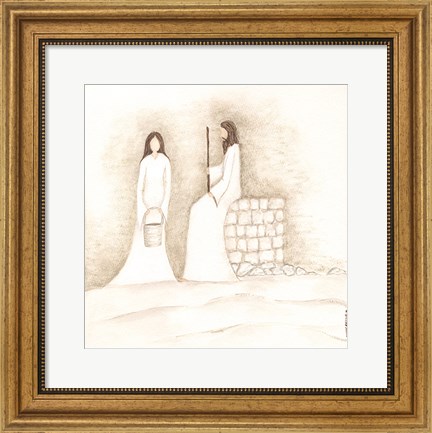 Framed Jesus Talks with Woman at Well Print