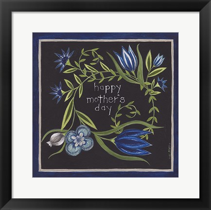 Framed Blue Flowers II Print