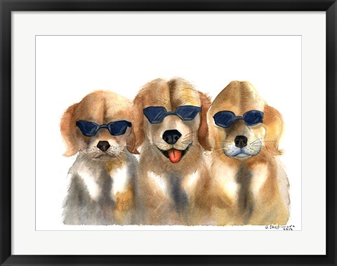 Framed Dogs in Glasses Print