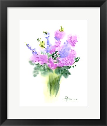 Framed Pink Flowers III Print