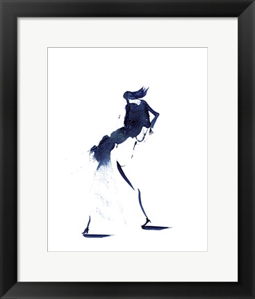 Framed Figurative in Navy II Print