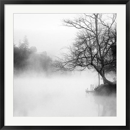 Framed Fog on the Lake Print