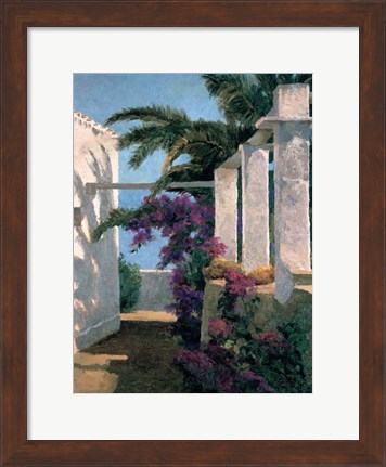 Framed Bougainvillea &amp; Palm Trees Print