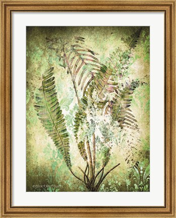 Framed Organic Greenery in Damask II Print