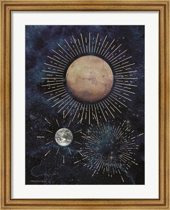 Framed Gold Celestial Rays I Print