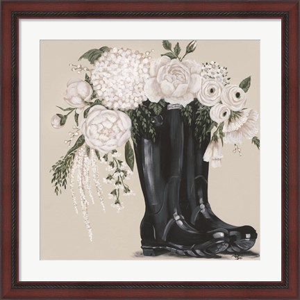 Framed Flowers and Black Boots Print
