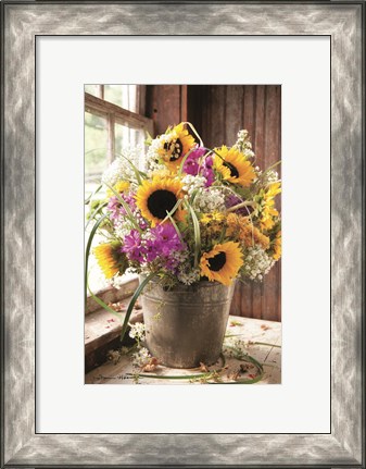 Framed Wildflowers in Bucket Print