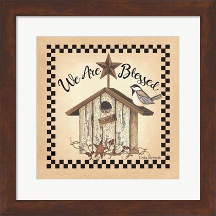 Framed We Are Blessed Birdhouse Print