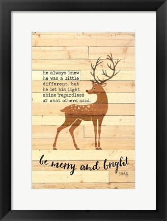 Framed Be Merry and Bright Deer Print