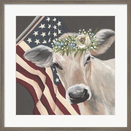Framed Patriotic Cow Print