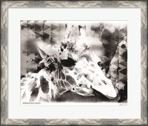 Framed Modern Black &amp; White Giraffe Print