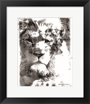 Framed Modern Black &amp; White Lion Print