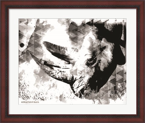 Framed Modern Black &amp; White Rhino Print