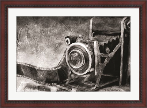 Framed Vintage Camera Black and White Print