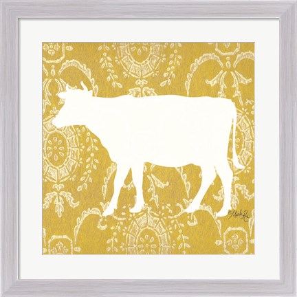 Framed Cow Silhouette Print