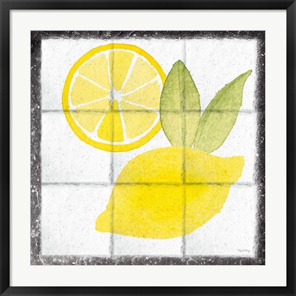 Framed Citrus Tile VI Black Border Print
