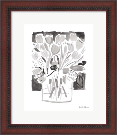Framed Lemon Gray Tulips I Print
