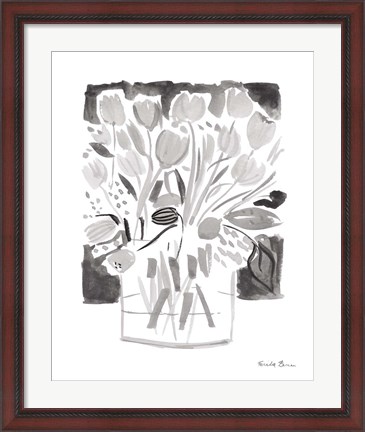 Framed Lemon Gray Tulips I Print