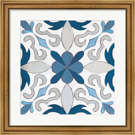 Framed Gypsy Wall Tile 14 Blue Gray Print