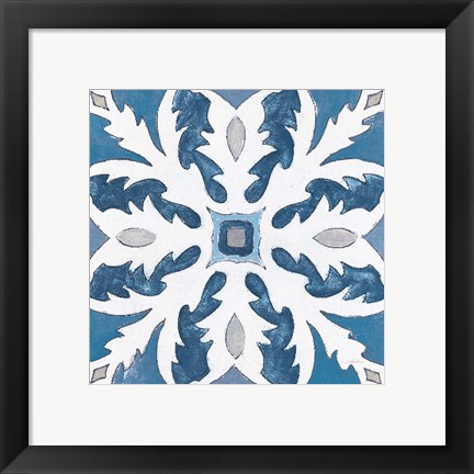 Framed Gypsy Wall Tile 10 Blue Gray Print