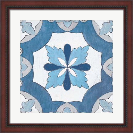 Framed Gypsy Wall Tile 8 Blue Gray Print