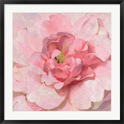 Framed Blushing Metallic Peony Print