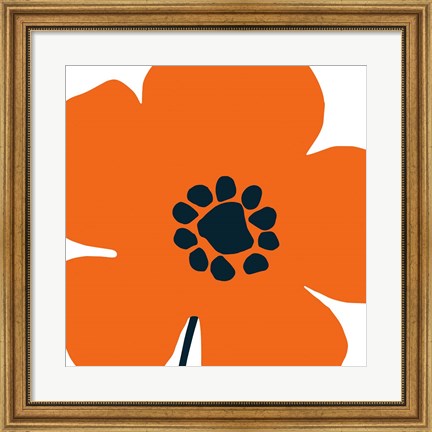 Framed Pop Art Floral I Orange Print