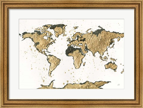 Framed World Map Gold Leaf Print