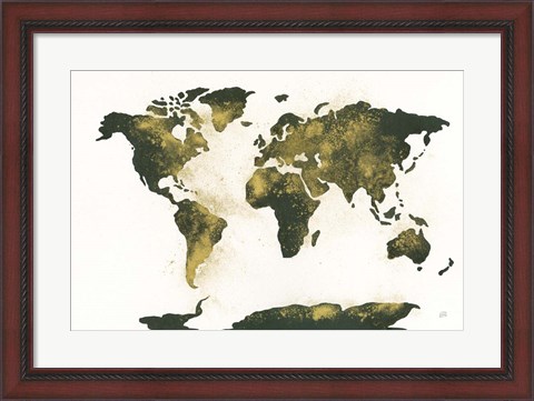 Framed World Map Gold Dust Print