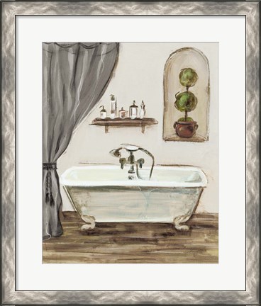 Framed Tuscan Bath I Greige Print