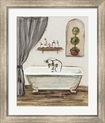 Framed Tuscan Bath I Greige Print