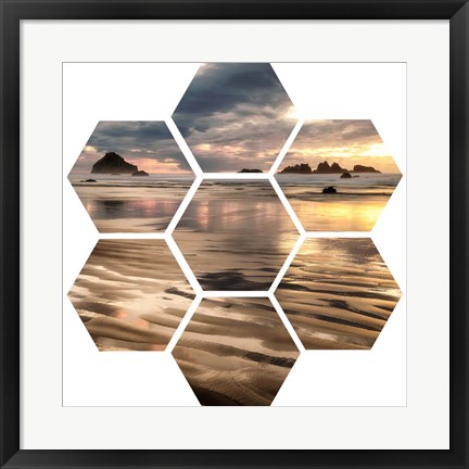 Framed Pacific Low Tide (hexagon) Print