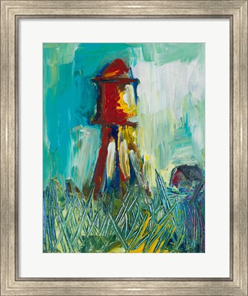 Framed Painted Water Tower Print