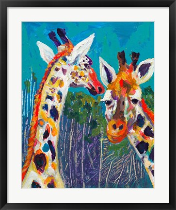 Framed Colorful Giraffes Print