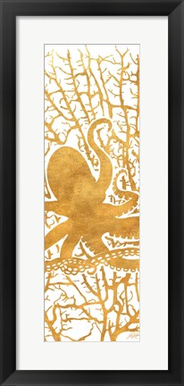 Framed Sealife on Gold I Print