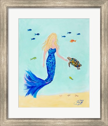 Framed Mermaid and Sea Turtle II Print
